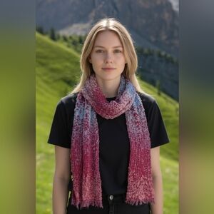 Pink Ombre Fringed Scarf